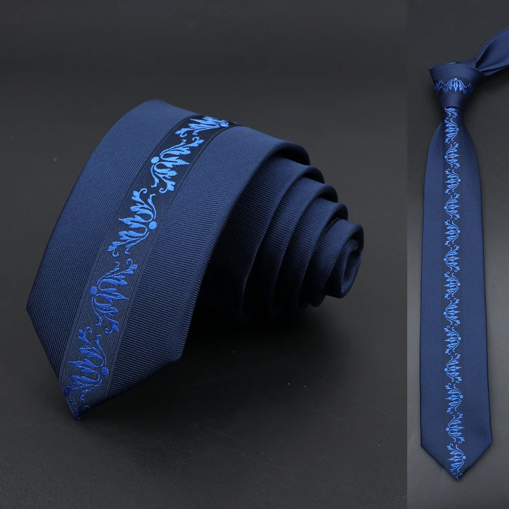 Men’s Skinny Floral Paisley Tie. Modern Wedding and Business Necktie