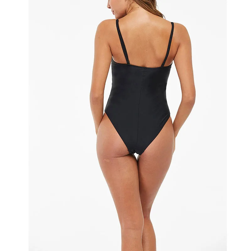 Women’s Backless V-Neck One-Piece Swimsuit