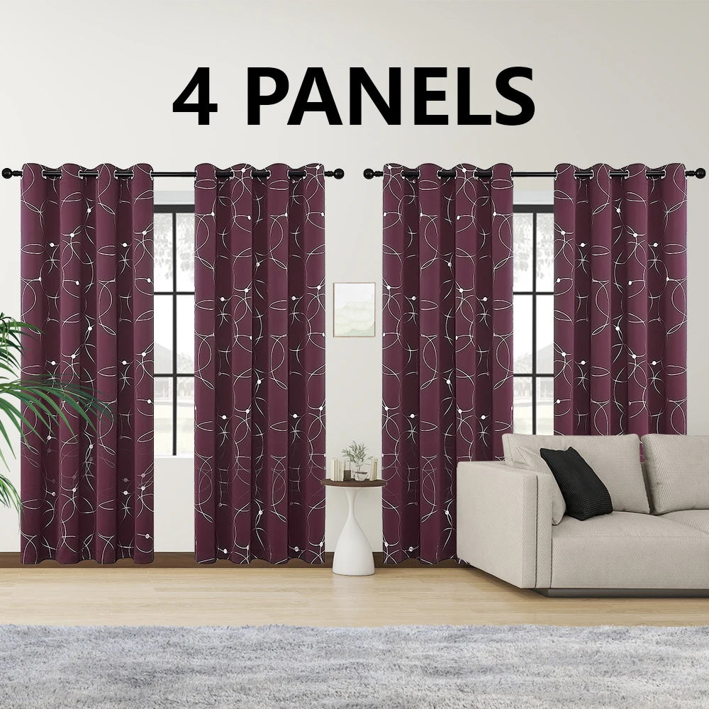4 Panel Blackout Curtains .Thermal Insulated Room Darkening Window Drapes
