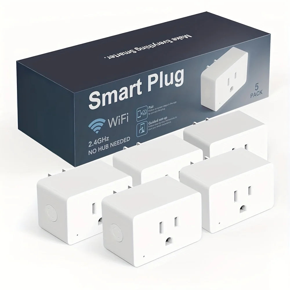 Wifi Smart Plug 5/2 Packs 15A, Timer & Group Control, APP Remote Access, Compatible with Alexa, Google for Home, for Home Automation, Smartthings & for Home Assistant