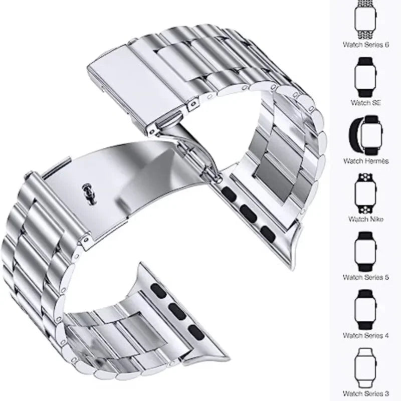 Premium Stainless Steel Apple Watch Band .Luxury Metal Replacement Strap