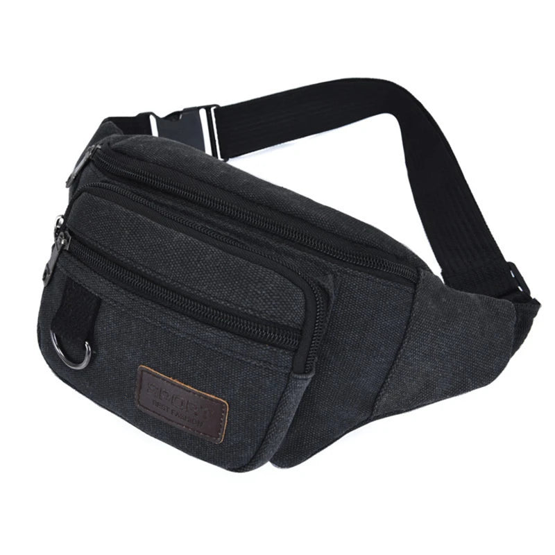 Canvas Crossbody Waist Bag with Adjustable Shoulder Strap