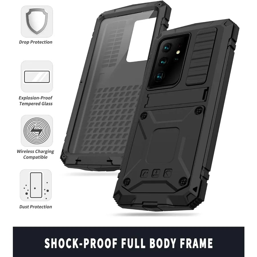 Rugged Shockproof Case for Samsung S25 Edge S24 Plus S23 Plus S25 Ultra Aluminum Metal Protective Cover