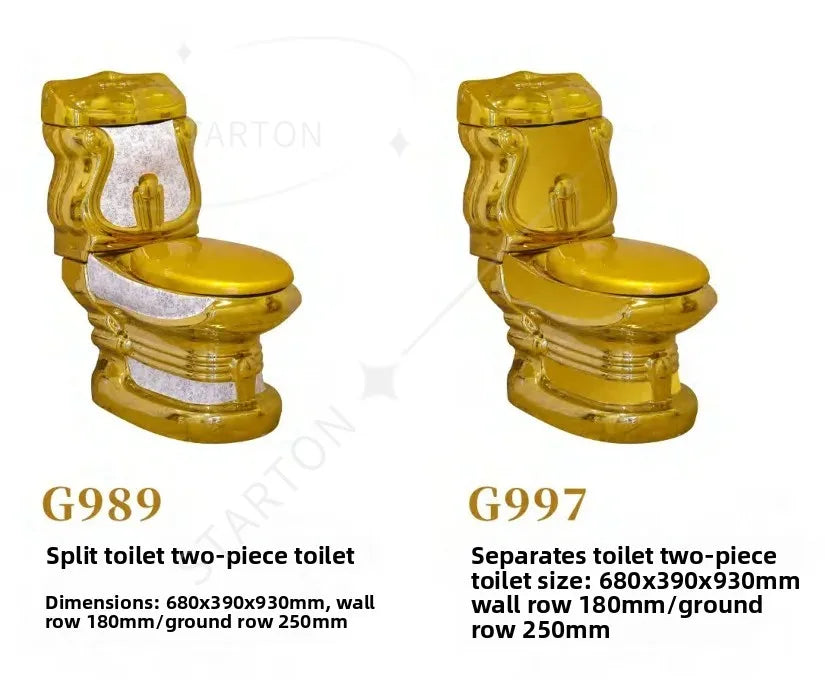 Luxury Gold Electroplated One-Piece Ceramic Toilet . Modern Designer Bathroom Fixture