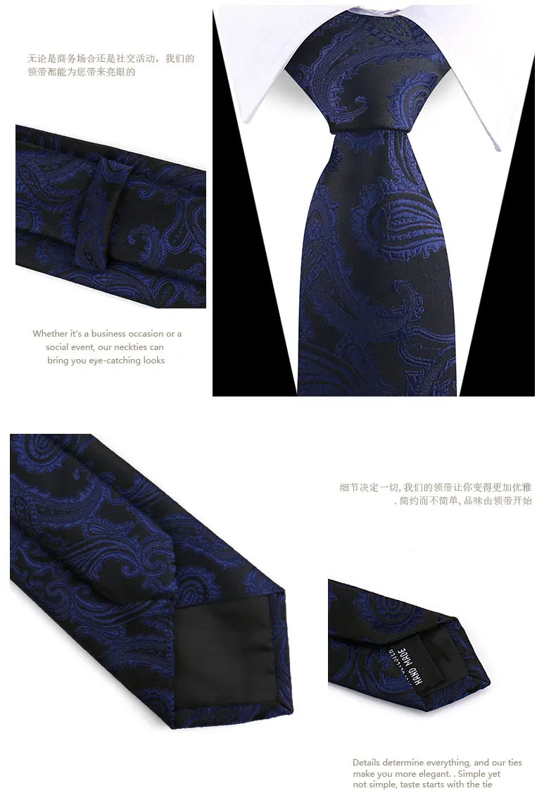Men's Tie Brand New Fashion Blue Necktie Green Orange Gravatas For Men Paisley Floral Fit Wedding Workplace Slim Dots Wholesale