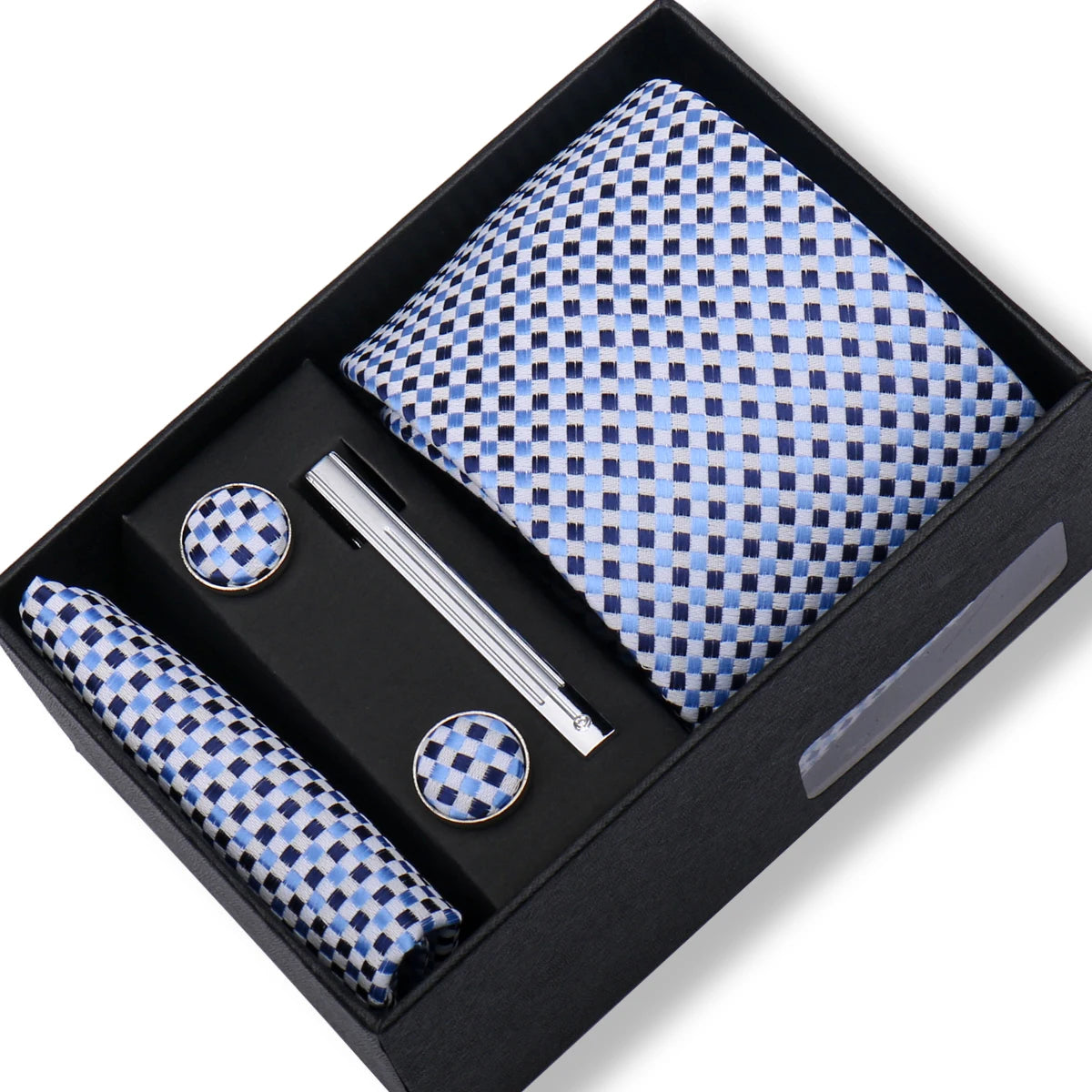 Tie Men With Box Top Quality Business Ties Hanky Cufflink Set Clips Green Necktie Corbatas For Men Wedding In Gift Box Gravatas
