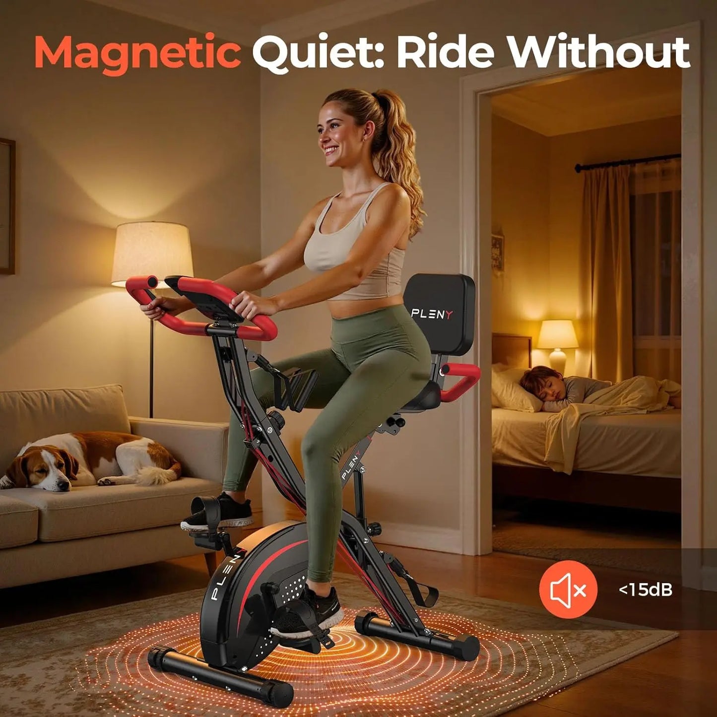 5-in-1 Foldable Exercise Bike with Adjustable Resistance for Home Cardio Workouts