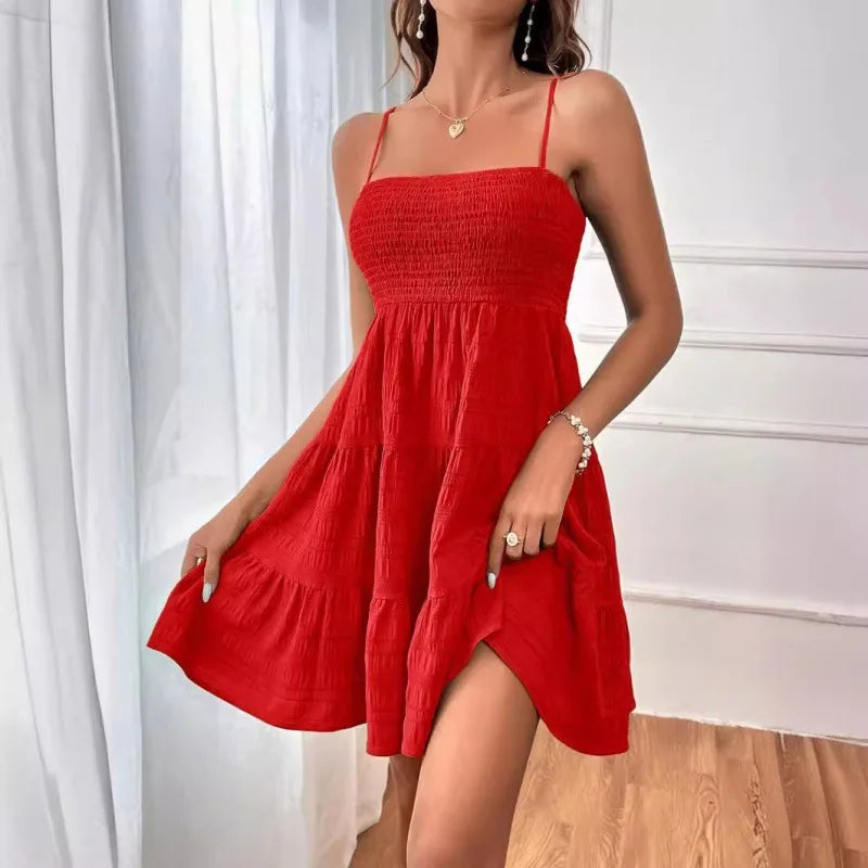 Women’s Strapless Flowy Mini Dress | Casual Summer A-Line Beach Dress