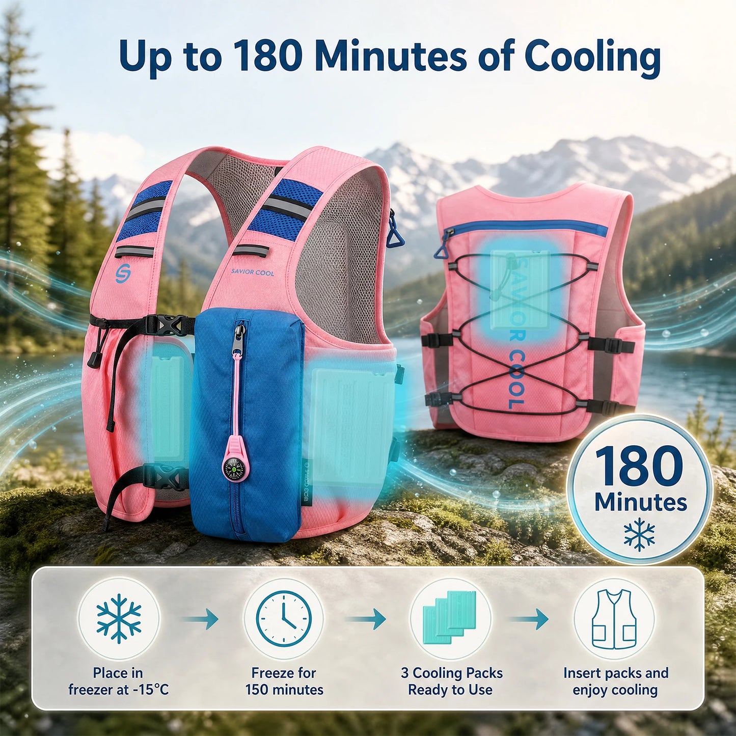 Portable Cooling Vest with Fan System –.Lightweight Summer Cooling Vest for Outdoor Work, Hiking & Camping