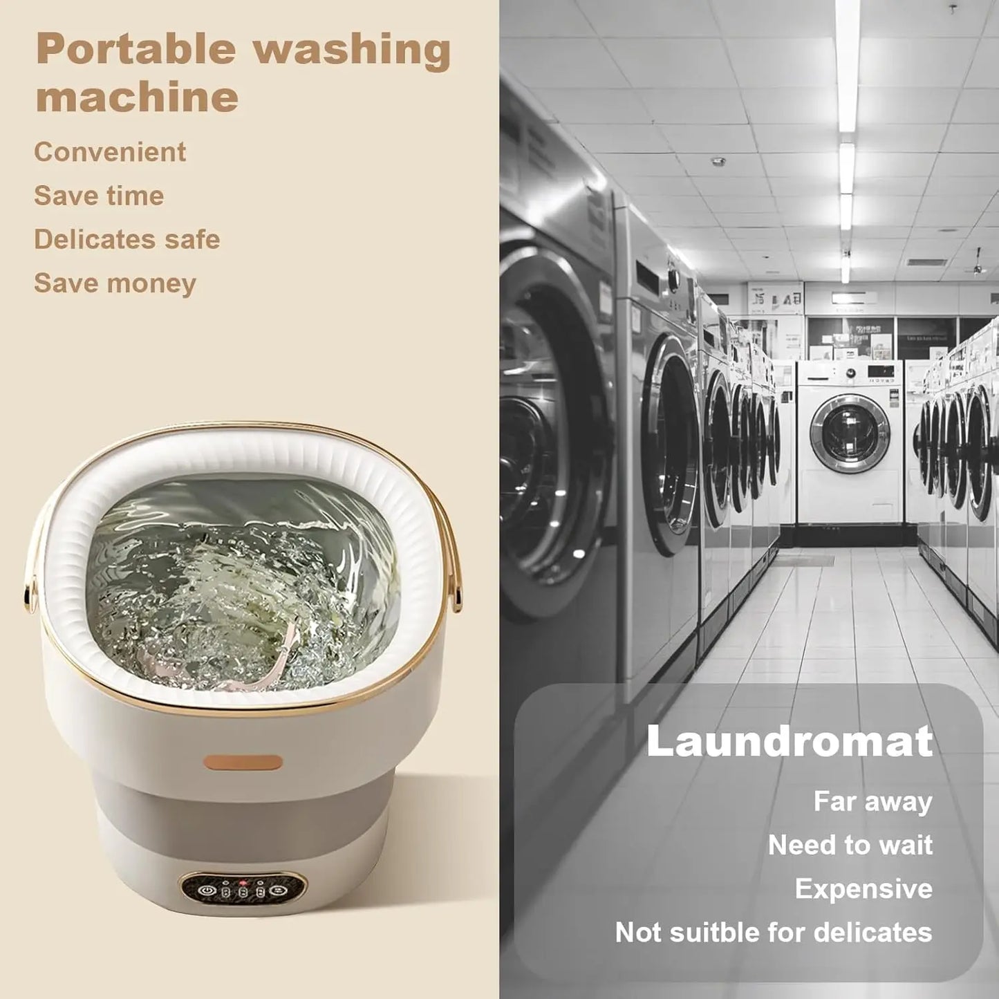 13L Foldable Portable Washing Machine.Mini Washer for Socks, Underwear & Small Laundry