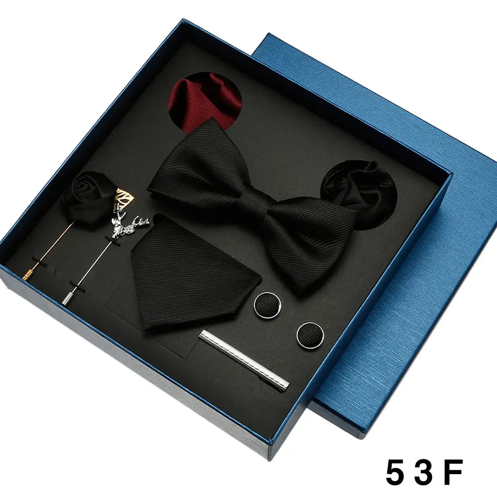 Luxury Men’s Bow Tie Gift Set with Pocket Square, Cufflinks & Lapel Pin
