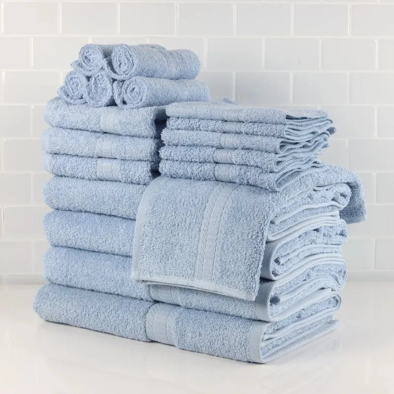 18 Piece Cotton Towel Set 4 Bath 4 Hand 10 Face Towels