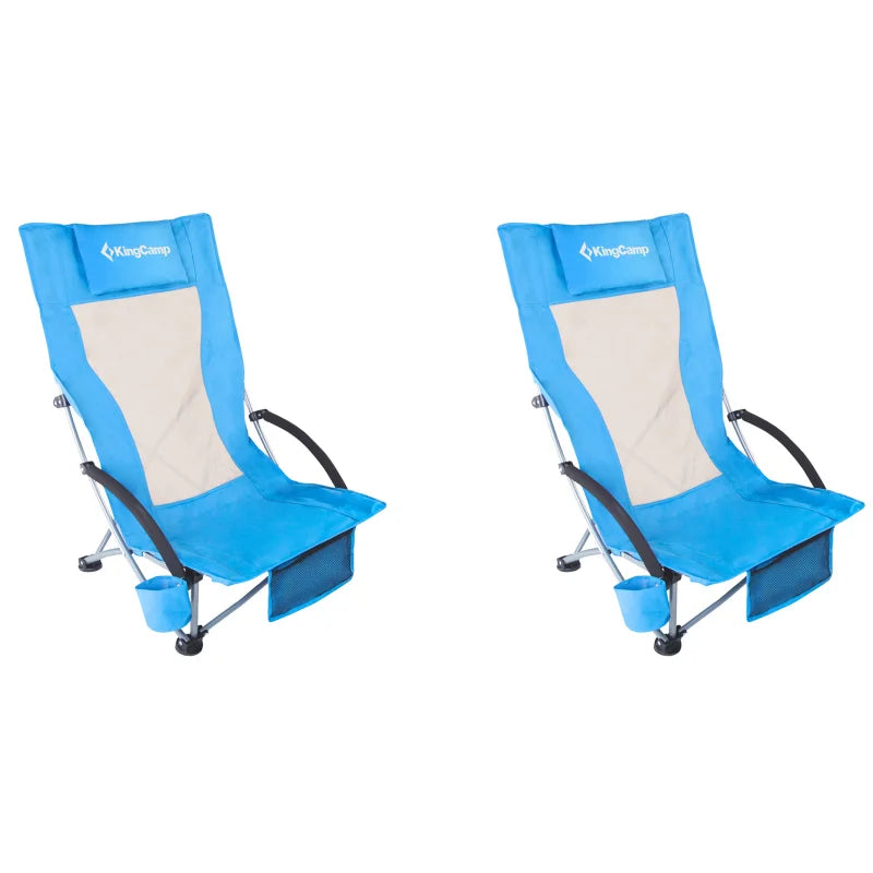 KingCamp High Back Beach Chair With Cup Holder Armrests