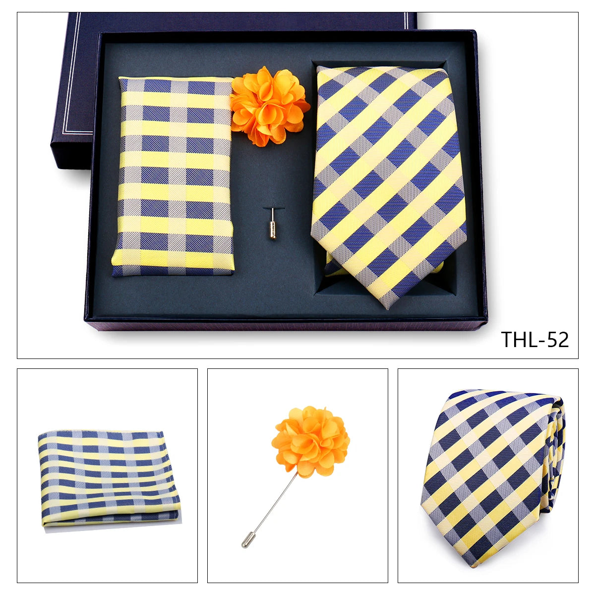Luxury Men’s Paisley Necktie Gift Set. Silk Tie, Pocket Square, Cufflinks & Gift Box for Weddings & Business