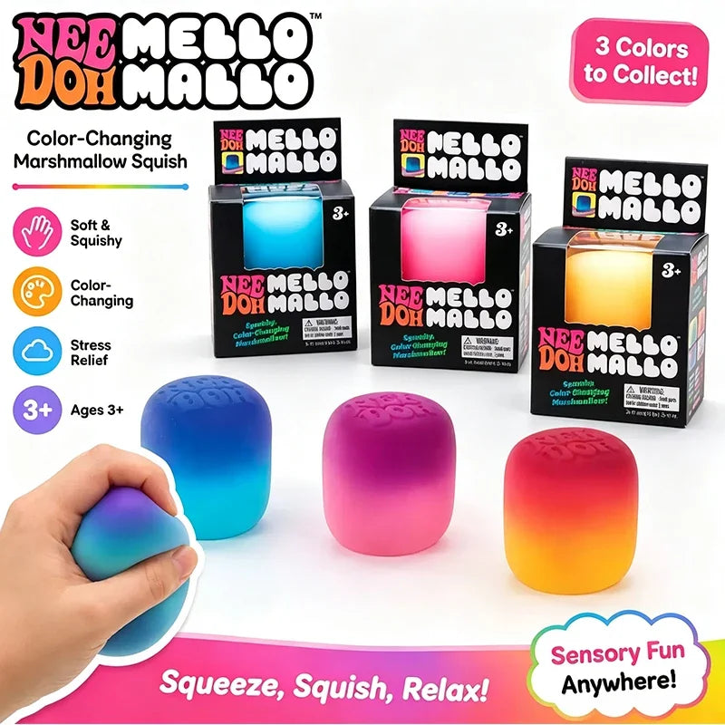 1–3 Piece Color-Changing Squishy Marshmallow Stress Ball.  Soft Sensory Fidget Toy for Kids & Adults
