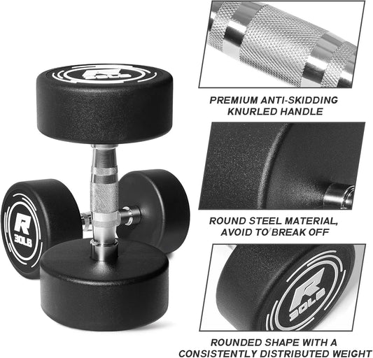 2x55 LBS PVC Encased Round Dumbbell sets with Knurled Handle and Optional Rack, Strength Training Equipment for Home Gym