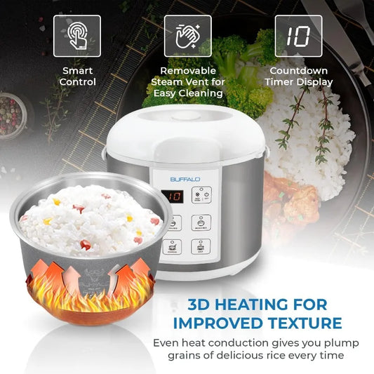 Buffalo Rice Cooker With Clad Stainless Steel Inner Pot