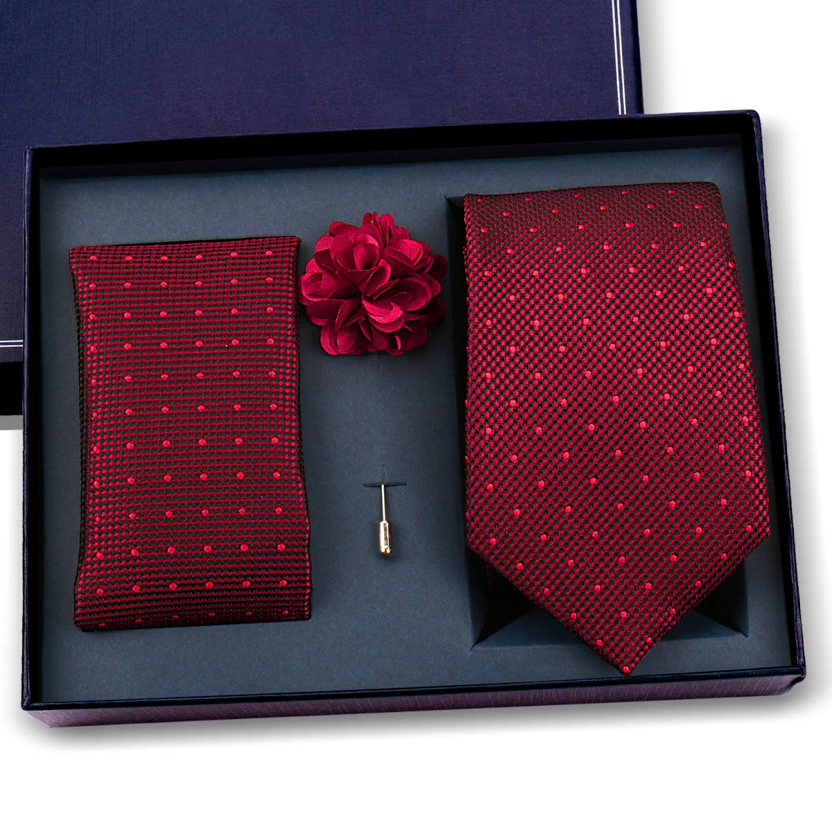 Luxury Men’s Paisley Necktie Gift Set. Silk Tie, Pocket Square, Cufflinks & Gift Box for Weddings & Business