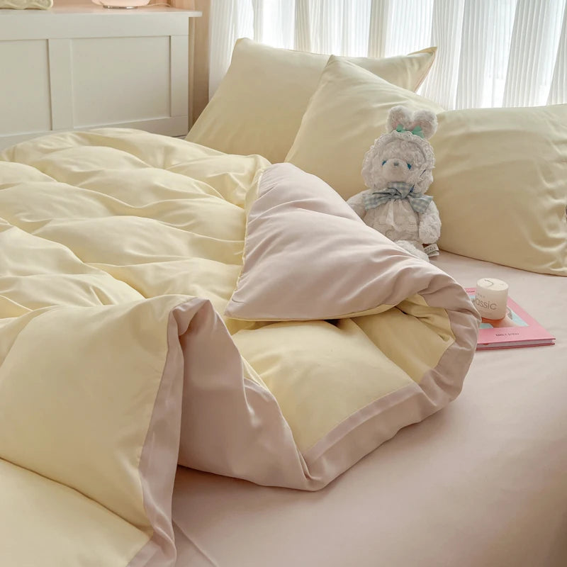4-Piece Soft Brushed Duvet Cover Set . Solid Color Bedding