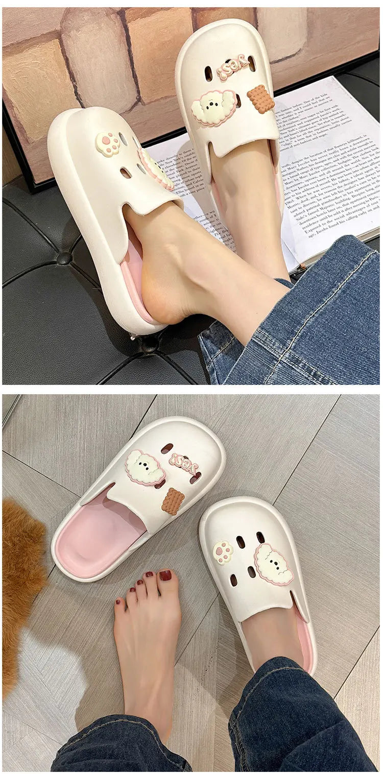 Cute Dog Cartoon Plush House Slippers for Men and Women