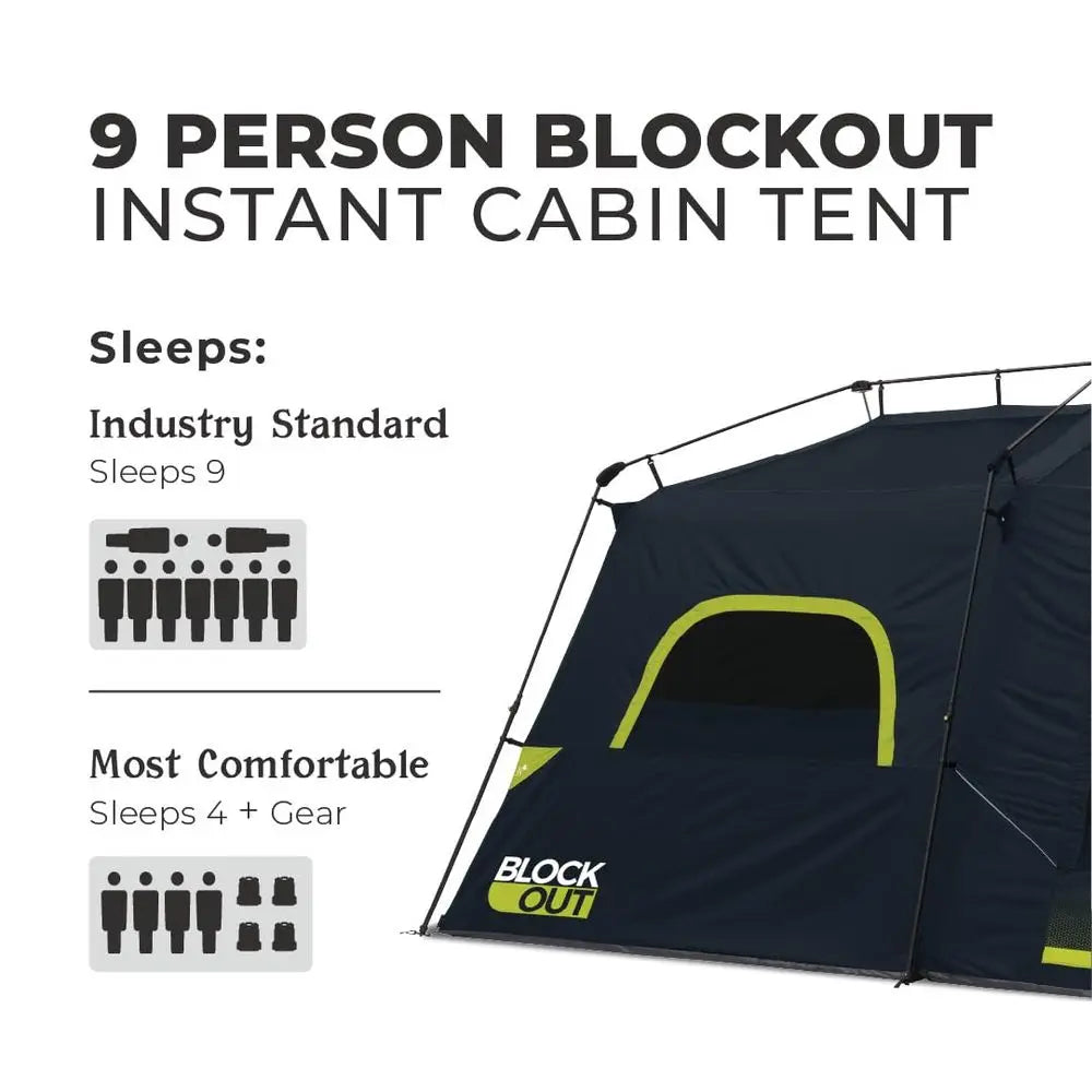 Blackout Instant Cabin Tent – Large Family Dark Room Camping Tent with Easy Setup