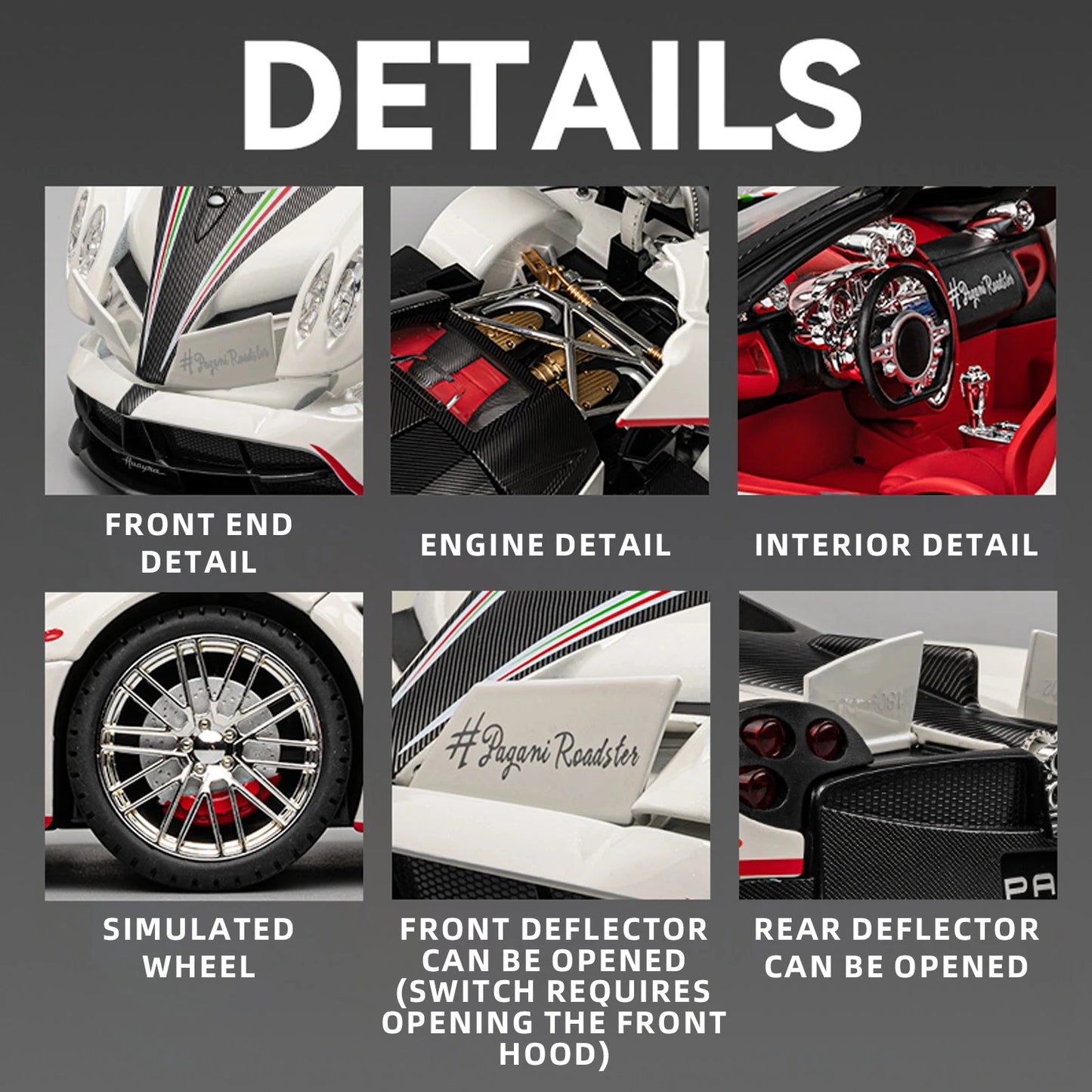 1:18 Pagani Huayra Toy Model Car Diecast Alloy Sport Cars - High precision restoration of details - Boy's birthday gift