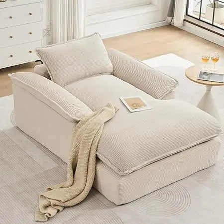 Oversized Corduroy Chair With Ottoman Indoor Reading Room