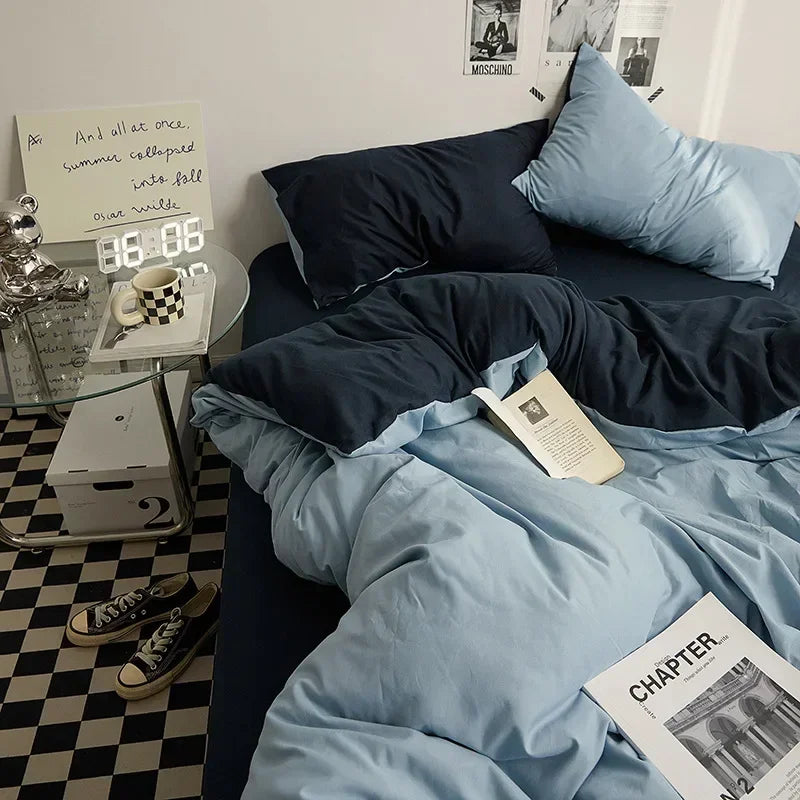 Soft Solid Color Duvet Cover Set. Modern Cozy Bedding