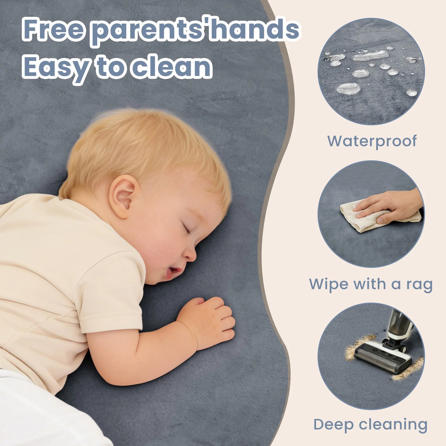 Extra Thick Memory Foam Baby Play Mat for Tummy Time, Crawling & Playroom Activities