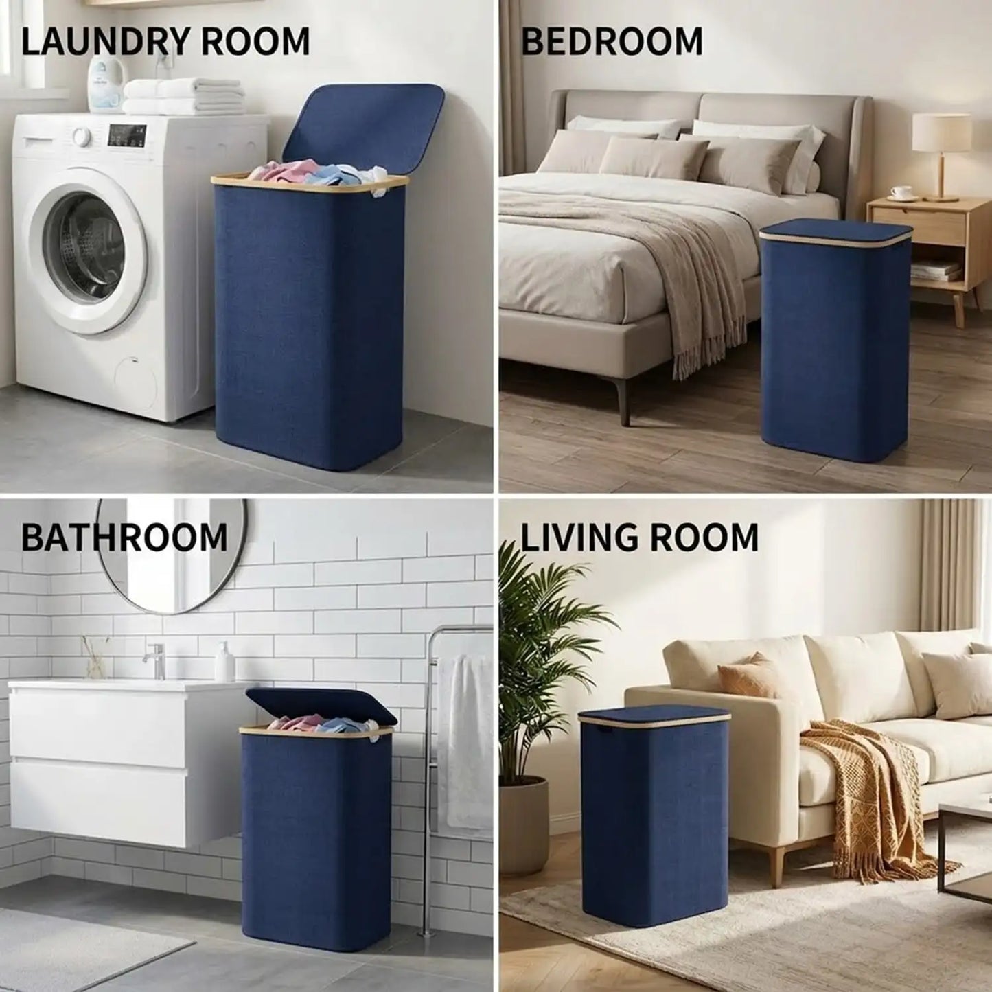 110L Large Capacity Laundry Hamper with Lid & Handles.  Collapsible Oxford Fabric Basket