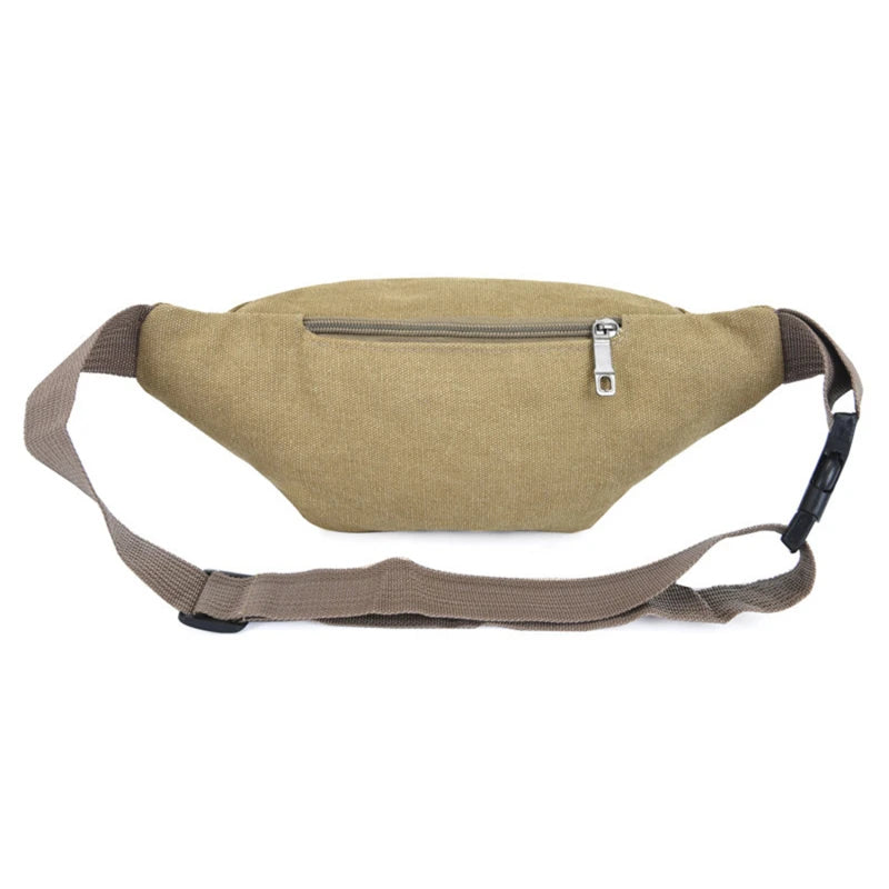 Canvas Crossbody Waist Bag with Adjustable Shoulder Strap
