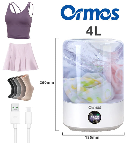 4L Portable Mini Washing Machine .USB Rechargeable Compact Washer for Baby Clothes, Underwear, Socks & Travel