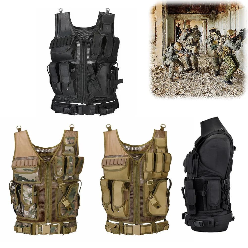 Nylon Combat Body Armor Vests Adjustable Mesh Vest Plate Carrier Vest Hunting Outdoor CS Game Airsoft Training Jacket