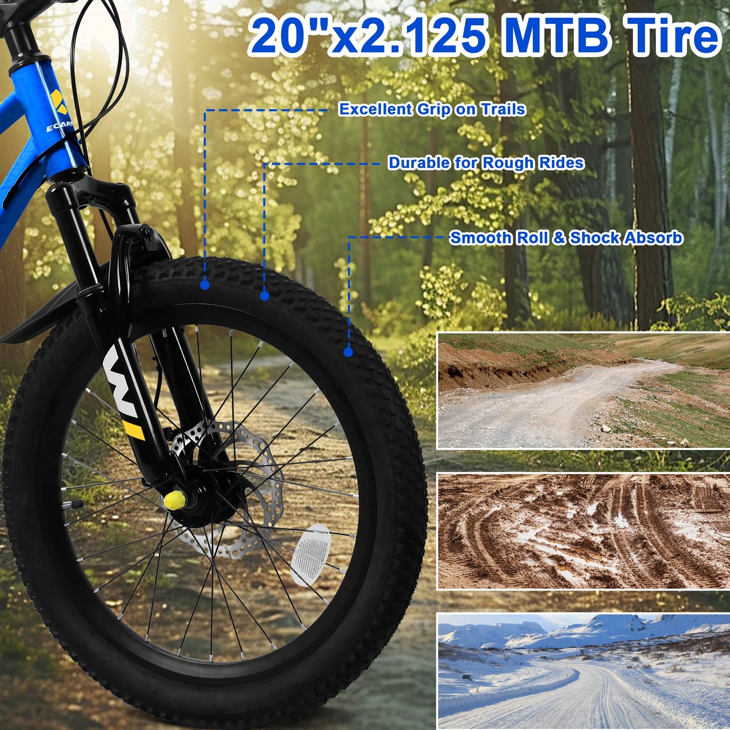 20-Inch Kids Mountain Bike . 7-Speed Bicycle for Boys & Girls Ages 6–12 with Front Suspension  Description: