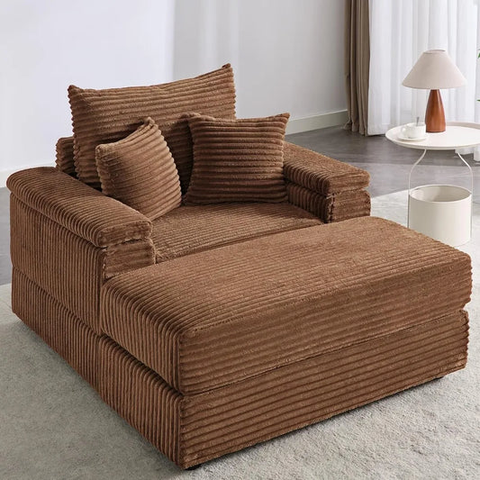 Oversized Chair With Ottoman Indoor Lounge Extra Deep Seat