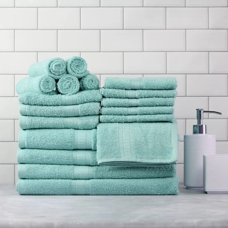18 Piece Cotton Towel Set 4 Bath 4 Hand 10 Face Towels