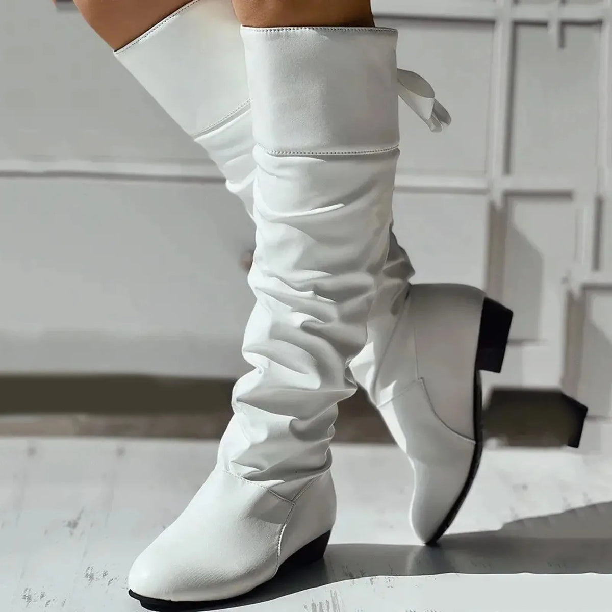 Women’s Bow-Tie Knee-High Boots | Chunky Heel Tall Boots