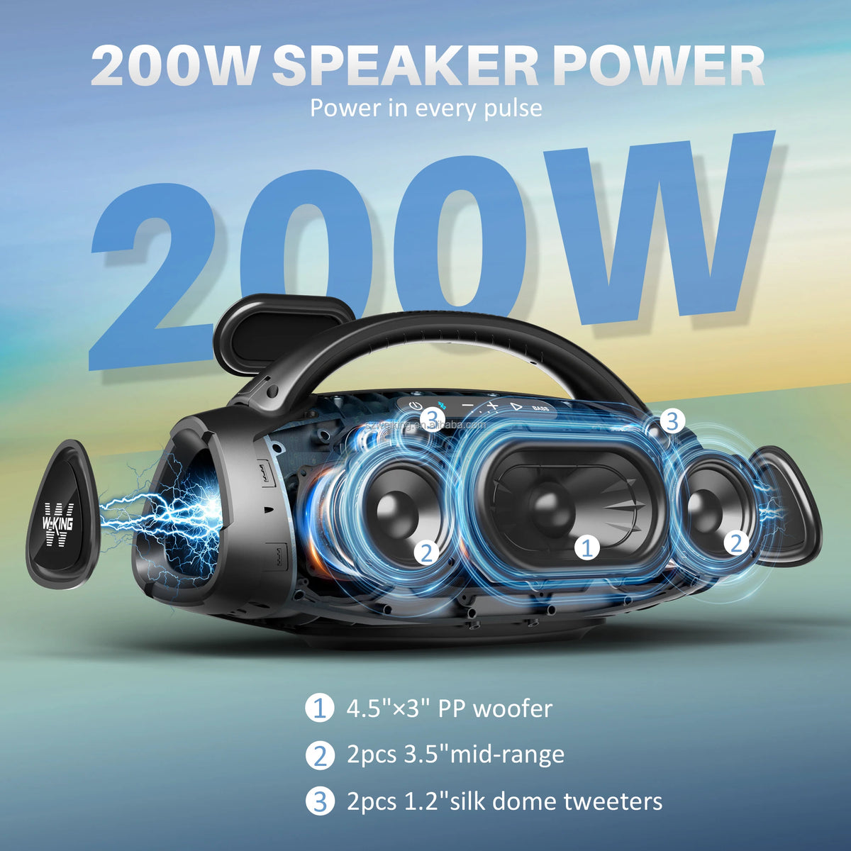 W-KING X20 Portable Bluetooth Speaker 200W Waterproof Wireless Speaker