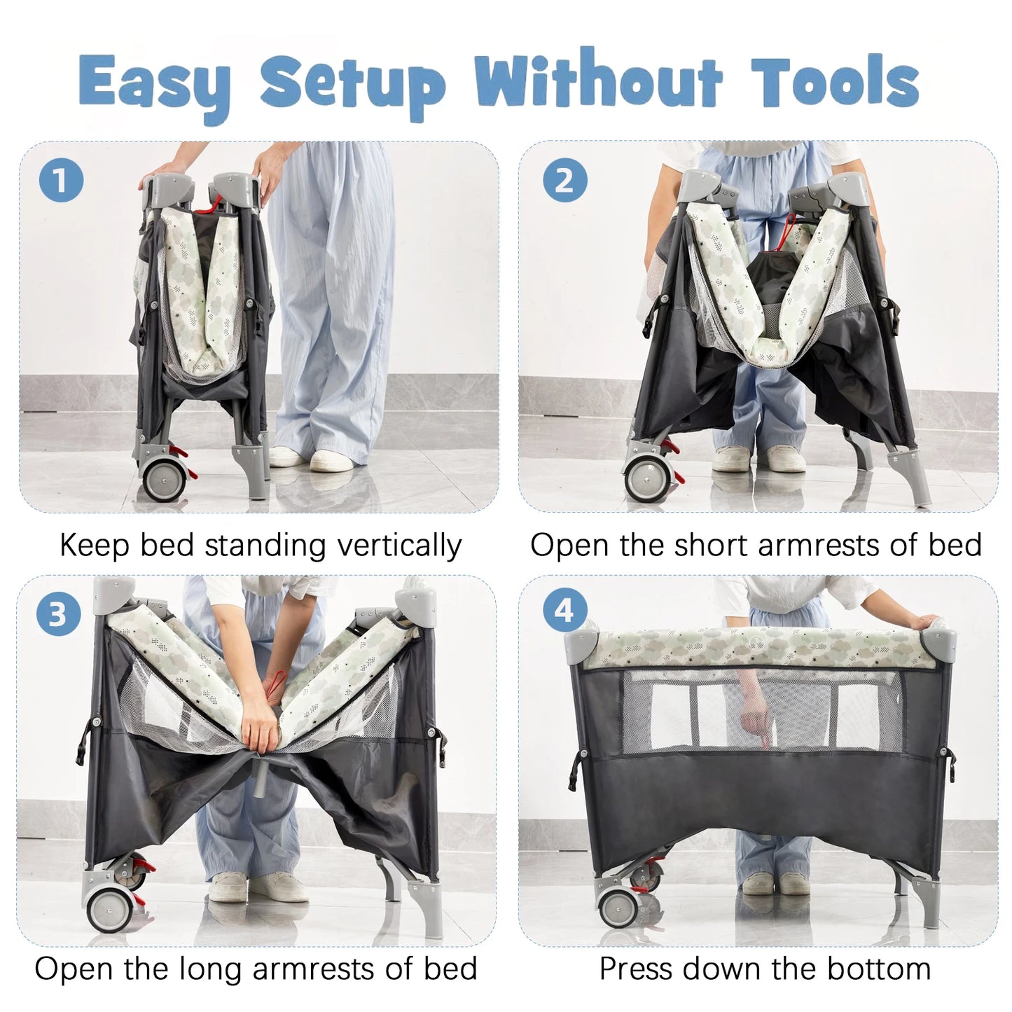 Baby Bassinet Bedside Sleeper & Portable Play Yard with Changing Station