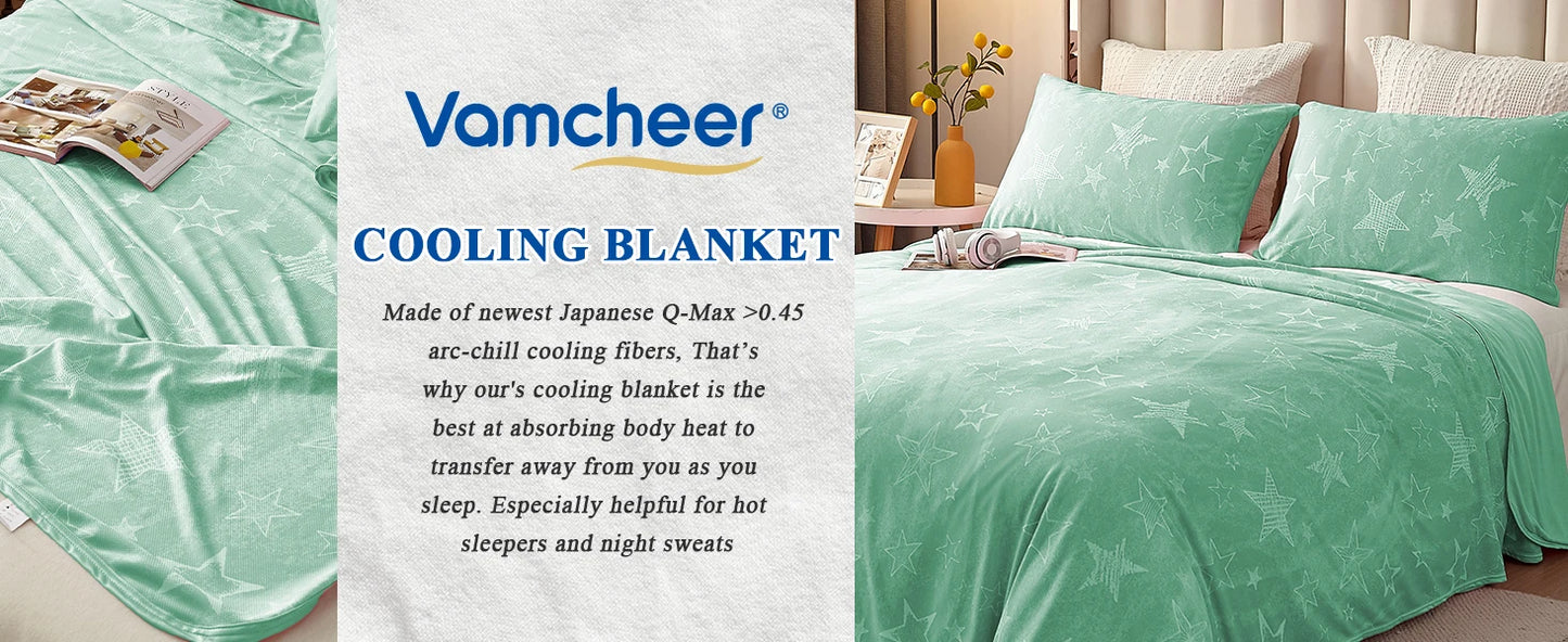 1 pc Cooling Blankets,Star Print Cooling Throw Blanket  with Double Sided Cold Effect,Cool Lightweight Breathable Sofa Summer