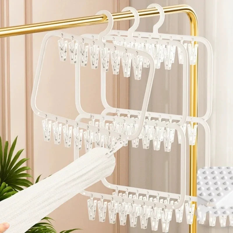 Multi-Clip Sock & Laundry Drying Hanger for Socks, Underwear, Baby Clothes & Delicates