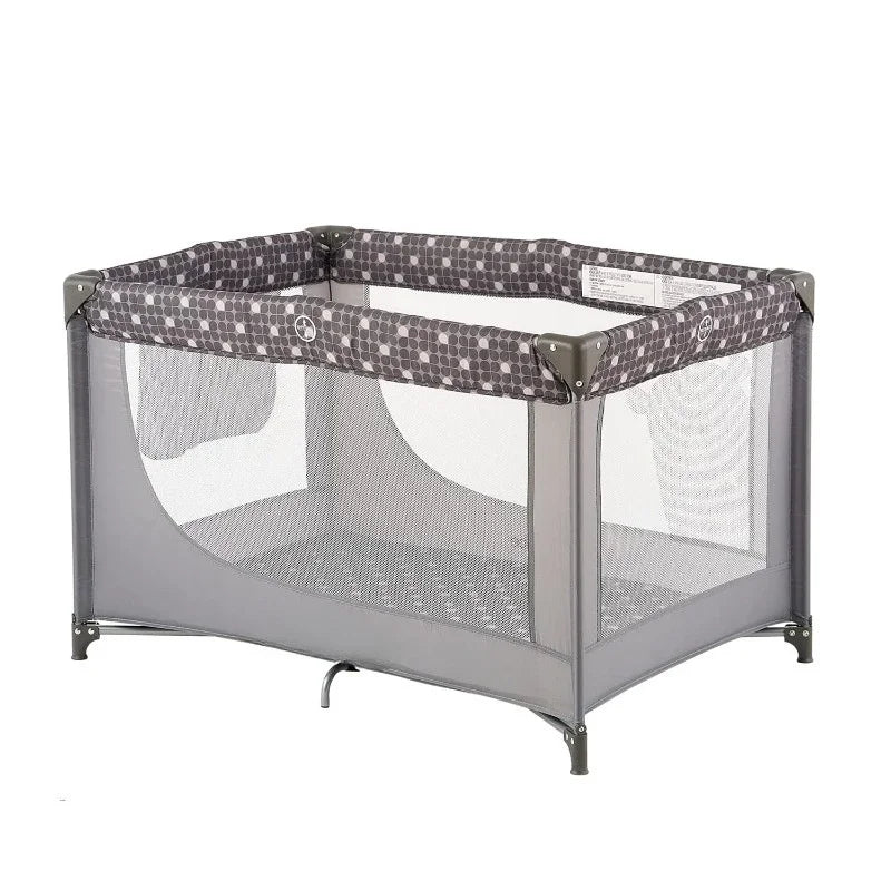 Portable Crib Playpen With Mattress And Carry Bag Grey