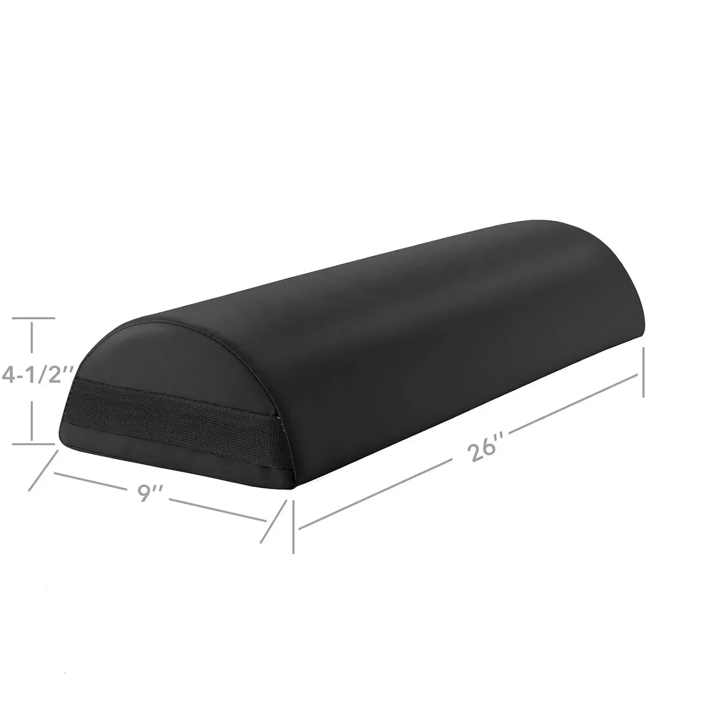 Jumbo Half Round Massage Table Bolster Pillow 26 by 9 Black