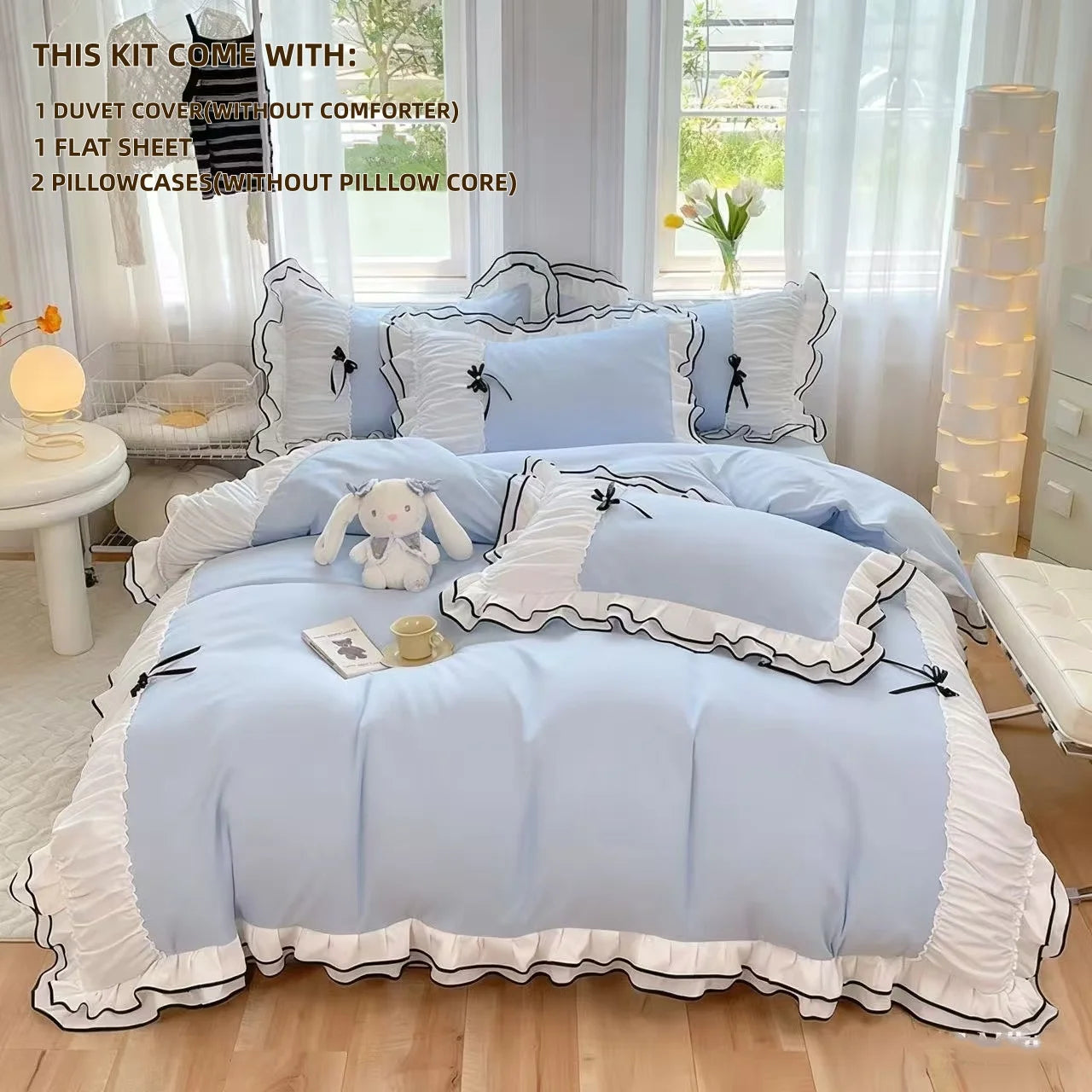 Ruffled Textured Comforter Set. Elegant Soft Bedding