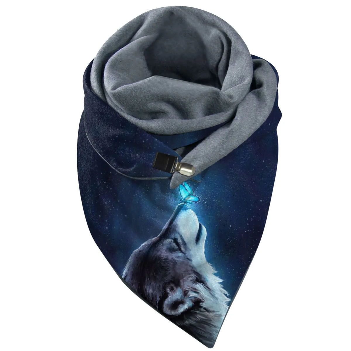 Wolf Print Women’s Scarf – Soft Celestial Animal Wrap Shawl