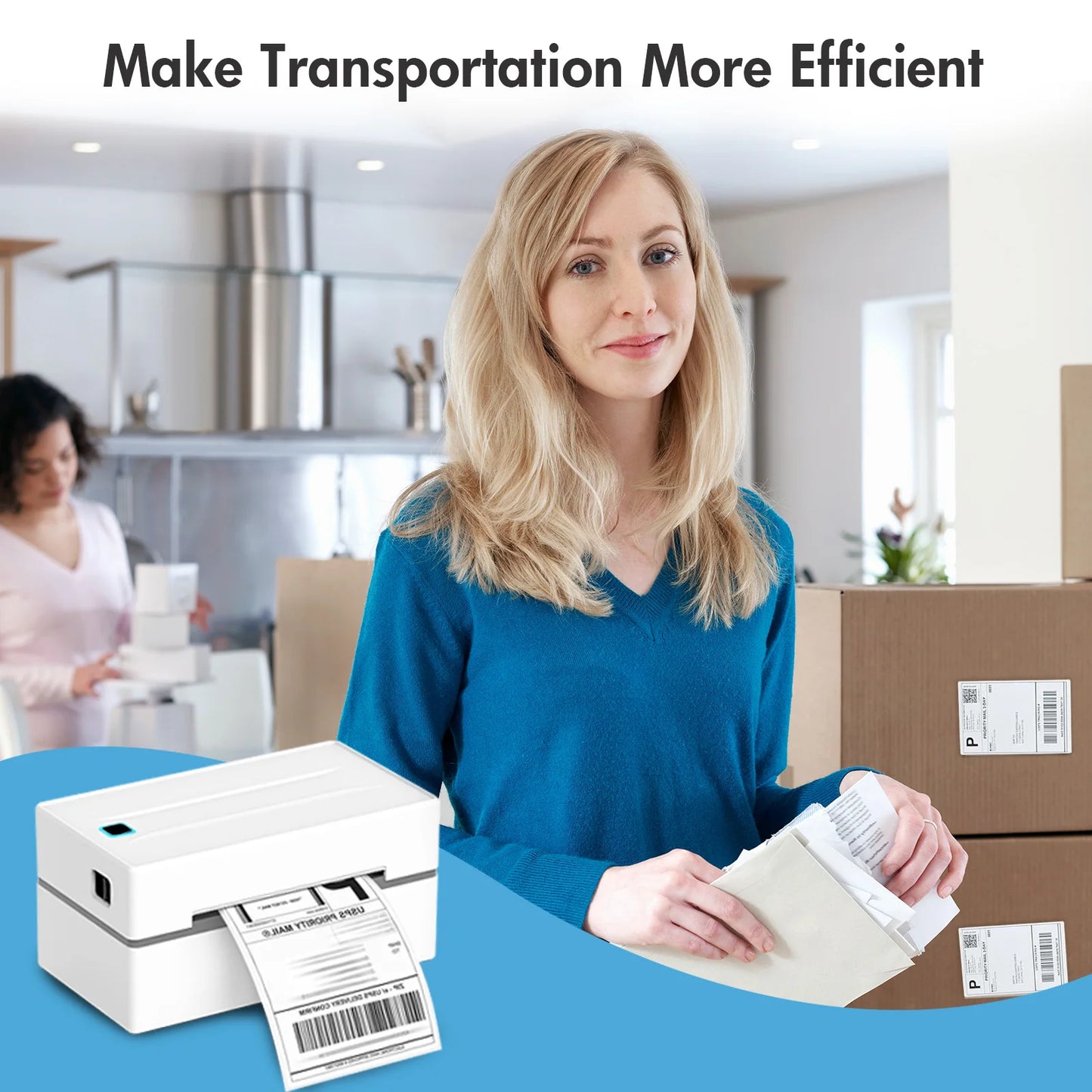 Portable 4x6 Thermal Shipping Label Printer for Small Business & Home Office