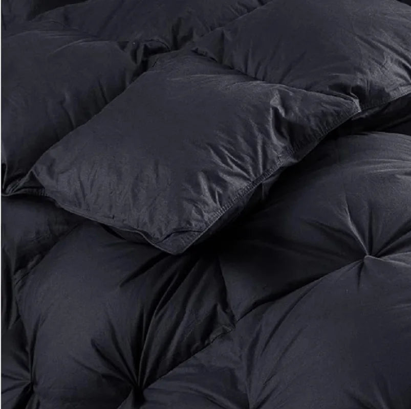 Luxurious All-Season Goose Down Feather Fiber Comforter California King Size Duvet Insert, Exquisite Pinch Pleat Design, Premium