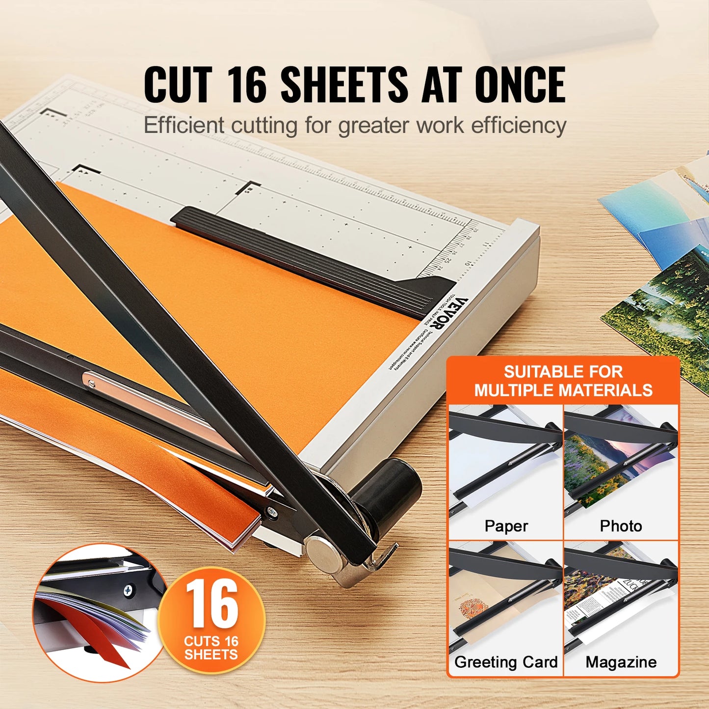 15-Inch Guillotine Paper Cutter with Adjustable Guide