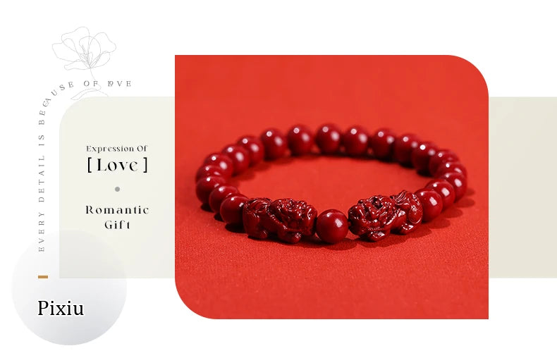 Red Cinnabar Style Beaded Bracelet for Women & Men