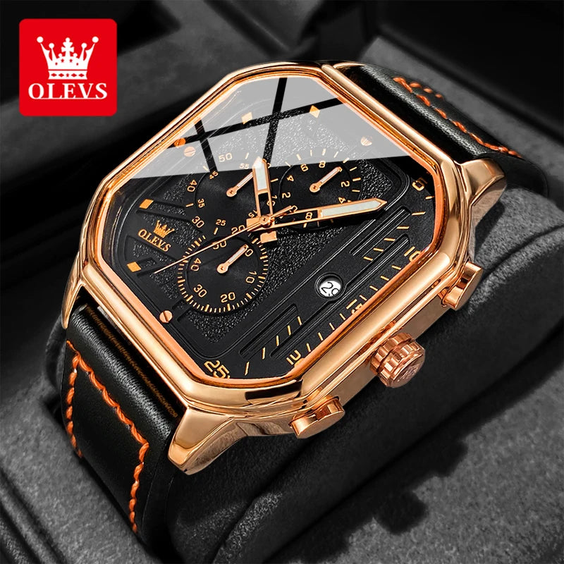 Men’s Square Sports Watch – Bold Black Dial & Modern Statement Design